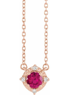 14K Yellow Gold Natural Mozambique Garnet & .04 CTW Natural Diamond Halo-Style 18