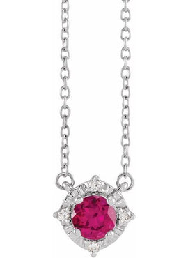 14K Yellow Gold Natural Mozambique Garnet & .04 CTW Natural Diamond Halo-Style 18