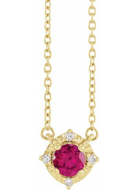 14K Yellow Gold Natural Mozambique Garnet & .04 CTW Natural Diamond Halo-Style 18