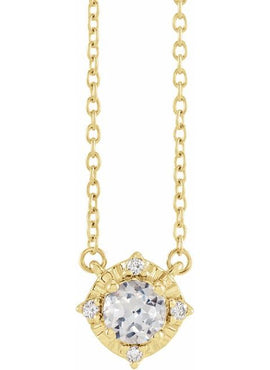 14K Yellow Gold Natural Mozambique Garnet & .04 CTW Natural Diamond Halo-Style 18