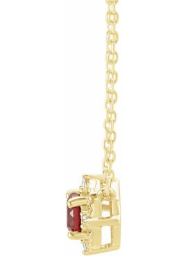 14K Yellow Gold Natural Mozambique Garnet & .04 CTW Natural Diamond Halo-Style 18