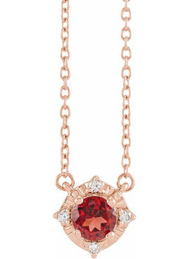 14K Yellow Gold Natural Mozambique Garnet & .04 CTW Natural Diamond Halo-Style 18