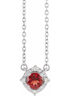 14K Yellow Gold Natural Mozambique Garnet & .04 CTW Natural Diamond Halo-Style 18