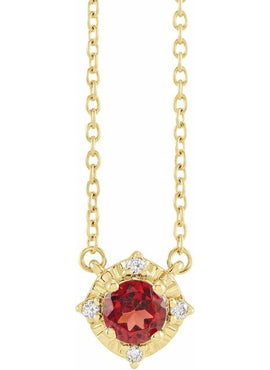14K Yellow Gold Natural Mozambique Garnet & .04 CTW Natural Diamond Halo-Style 18