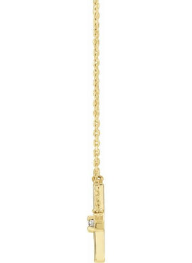 Platinum .06 CT Natural Diamond Sideways Cross Necklace Center