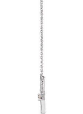Platinum .06 CT Natural Diamond Sideways Cross Necklace Center