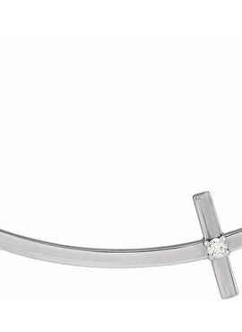 Platinum .06 CT Natural Diamond Sideways Cross Necklace Center