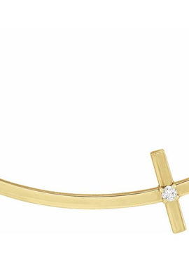 Platinum .06 CT Natural Diamond Sideways Cross Necklace Center