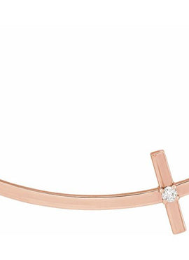 Platinum .06 CT Natural Diamond Sideways Cross Necklace Center