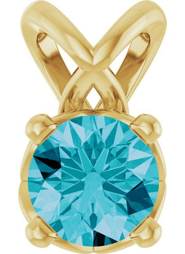 Sterling Silver 5 mm Round Natural London Blue Topaz Pendant