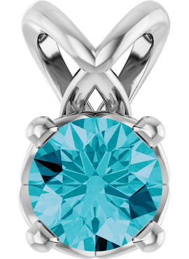 Sterling Silver 5 mm Round Natural London Blue Topaz Pendant