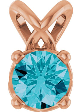 Sterling Silver 5 mm Round Natural London Blue Topaz Pendant
