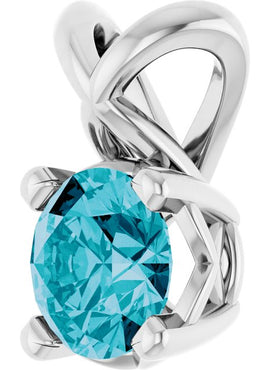 Sterling Silver 5 mm Round Natural London Blue Topaz Pendant