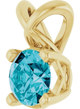 Sterling Silver 5 mm Round Natural London Blue Topaz Pendant