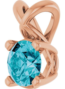 Sterling Silver 5 mm Round Natural London Blue Topaz Pendant