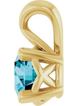 Sterling Silver 5 mm Round Natural London Blue Topaz Pendant