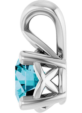 Sterling Silver 5 mm Round Natural London Blue Topaz Pendant