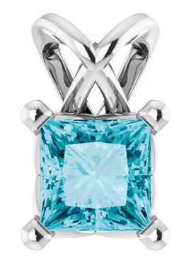 Sterling Silver 5 mm Round Natural London Blue Topaz Pendant