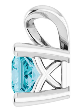 Sterling Silver 5 mm Round Natural London Blue Topaz Pendant