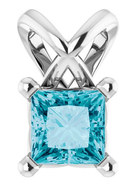 Sterling Silver 5 mm Round Natural London Blue Topaz Pendant