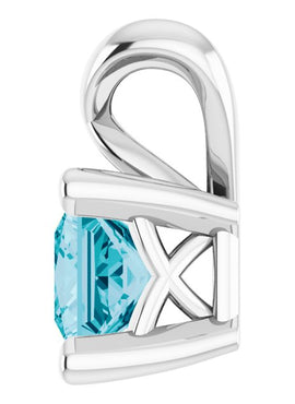 Sterling Silver 5 mm Round Natural London Blue Topaz Pendant