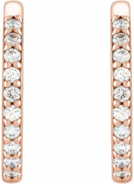 14K Rose Gold 1/8 CTW Natural Diamond Hinged 12.5 mm Hoop Earrings