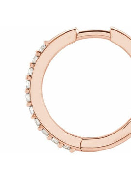 14K Rose Gold 1/8 CTW Natural Diamond Hinged 12.5 mm Hoop Earrings
