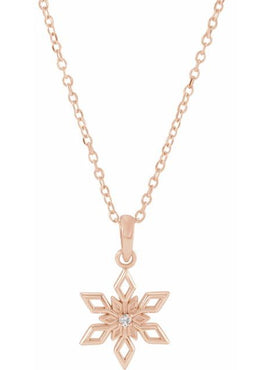Platinum .01 CT Natural Diamond Snowflake Pendant
