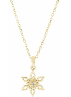 Platinum .01 CT Natural Diamond Snowflake Pendant