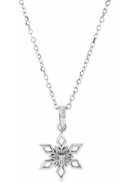 Platinum .01 CT Natural Diamond Snowflake Pendant