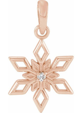 Platinum .01 CT Natural Diamond Snowflake Pendant