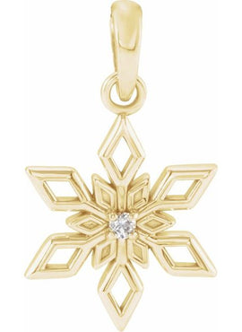Platinum .01 CT Natural Diamond Snowflake Pendant