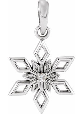 Platinum .01 CT Natural Diamond Snowflake Pendant