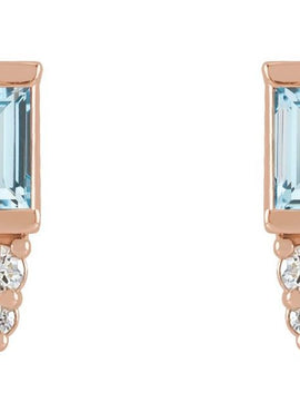Platinum Natural Blue Sapphire & .03 CTW Natural Diamond Bar Earrings