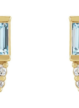Platinum Natural Blue Sapphire & .03 CTW Natural Diamond Bar Earrings