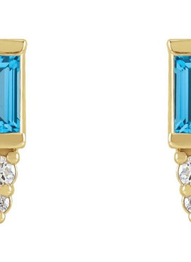 Platinum Natural Blue Sapphire & .03 CTW Natural Diamond Bar Earrings