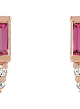 Platinum Natural Blue Sapphire & .03 CTW Natural Diamond Bar Earrings