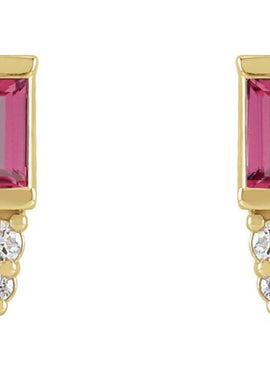 Platinum Natural Blue Sapphire & .03 CTW Natural Diamond Bar Earrings