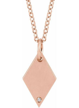 14K Rose Gold .005 CT Natural Diamond Rhombus 16-18