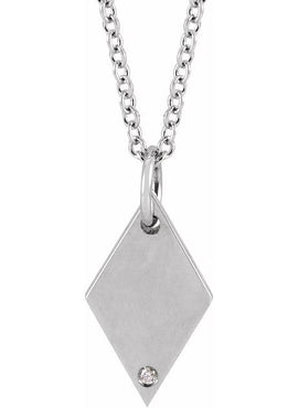 14K Rose Gold .005 CT Natural Diamond Rhombus 16-18