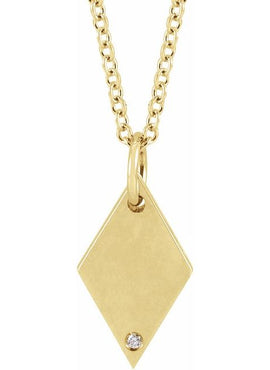 14K Rose Gold .005 CT Natural Diamond Rhombus 16-18