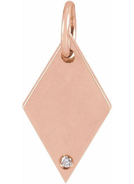 14K Rose Gold .005 CT Natural Diamond Rhombus 16-18