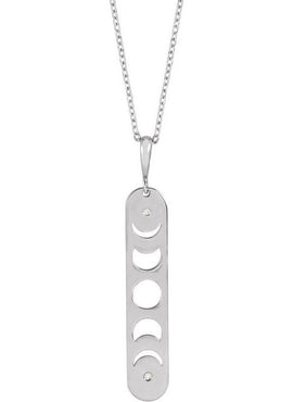 Sterling Silver .01 CTW Natural Diamond Moon Phase Bar 16-18