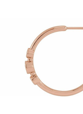 14K Rose Gold Natural Ruby & Natural Pink Sapphire Bezel-Set Hoop Earrings