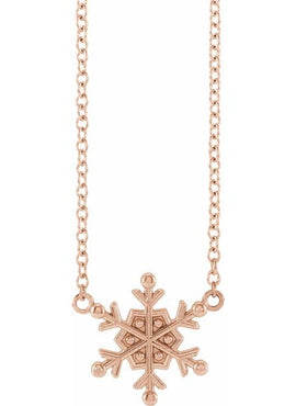 14K Rose Gold Petite Snowflake 18