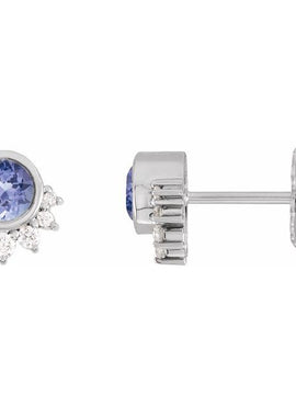 Platinum Natural Tanzanite & .08 CTW Natural Diamond Earrings