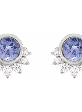 Platinum Natural Tanzanite & .08 CTW Natural Diamond Earrings