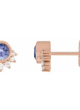 Platinum Natural Tanzanite & .08 CTW Natural Diamond Earrings