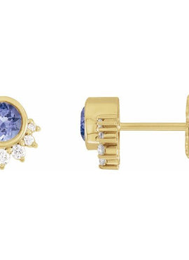 Platinum Natural Tanzanite & .08 CTW Natural Diamond Earrings