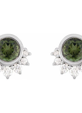 Platinum Natural Tanzanite & .08 CTW Natural Diamond Earrings